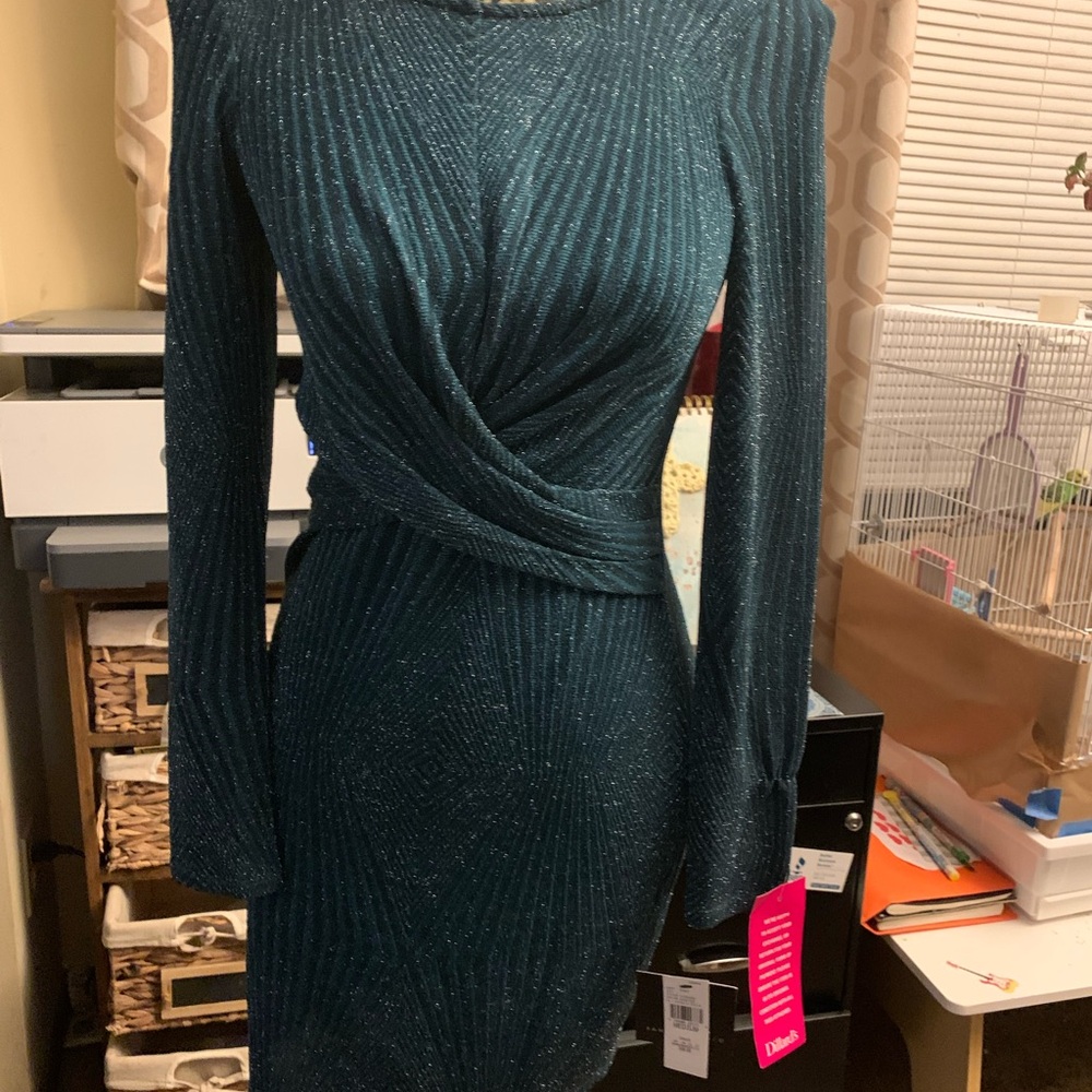 😍San Francisco/Elegant Hunter Green Mini Dress